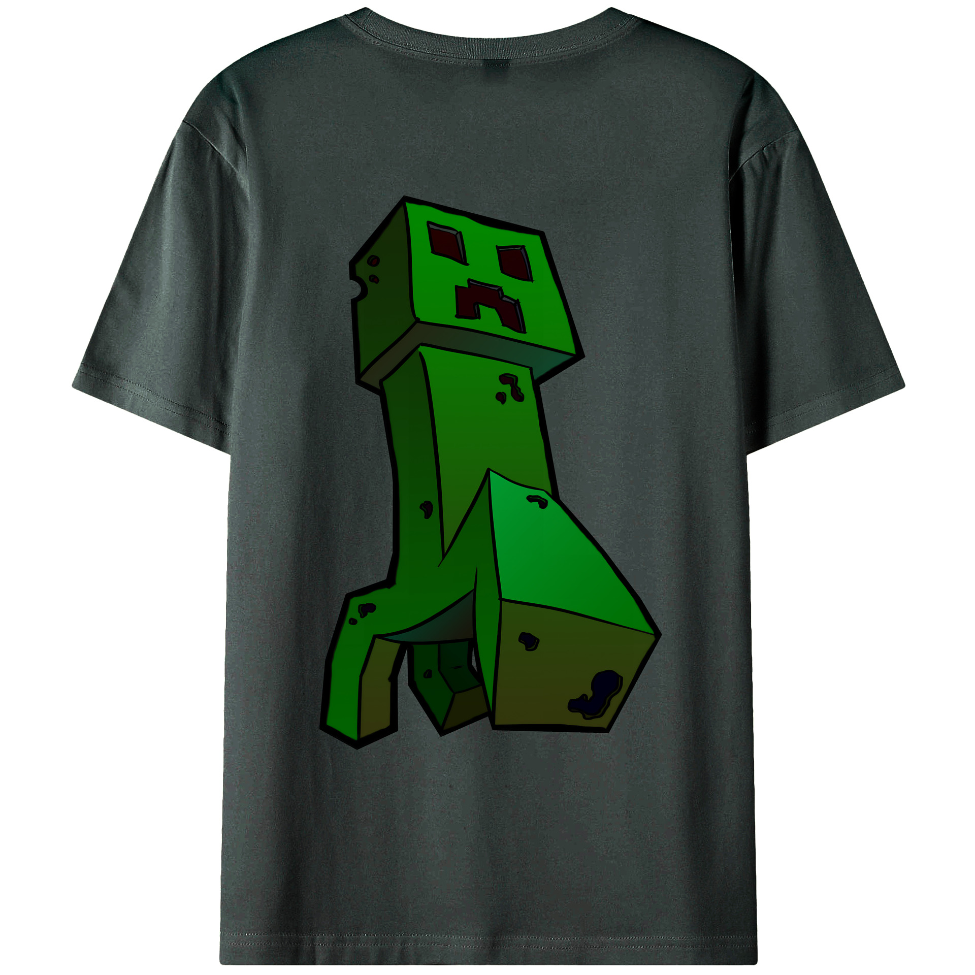 （画像用） マインクラフト ブロックの世界 Minecraft MC Block world 綿100％ メンズ半袖Tシャツ（バックプリント） 通気性